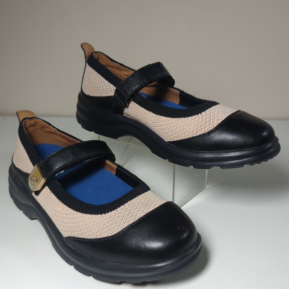 New Dr. Comfort Jackie Mary Jane Orthotic Shoes‎ Womens 9M Black Tan  Leather
